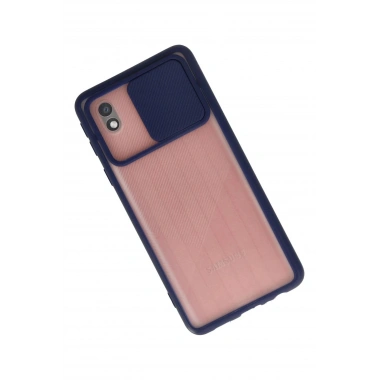Mey İthalat® Samsung Galaxy A01 Core Kılıf Palm Buzlu Kamera Sürgülü Silikon - Lacivert