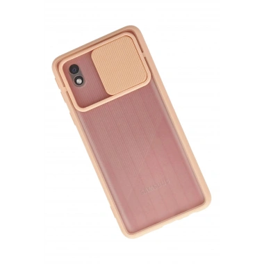 Mey İthalat®  Samsung Galaxy A01 Core Kılıf Palm Buzlu Kamera Sürgülü Silikon - Pembe