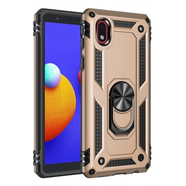 Mey İthalat® Samsung Galaxy A01 Core Kılıf Sofya Yüzüklü Silikon Kapak - Gold