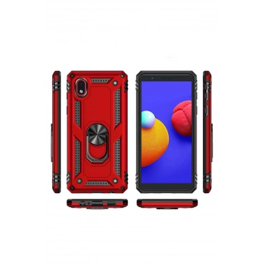 Mey İthalat® Samsung Galaxy A01 Core Kılıf Sofya Yüzüklü Silikon Kapak - Lacivert
