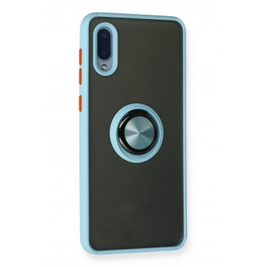 Mey İthalat®  Samsung Galaxy A02 Kılıf Montreal Yüzüklü Silikon Kapak - Buz Mavi