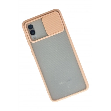 Mey İthalat® Samsung Galaxy A02 Kılıf Palm Buzlu Kamera Sürgülü Silikon - Pembe