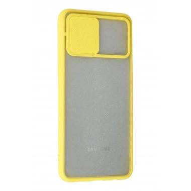 Mey İthalat®  Samsung Galaxy A02 Kılıf Palm Buzlu Kamera Sürgülü Silikon - Sarı