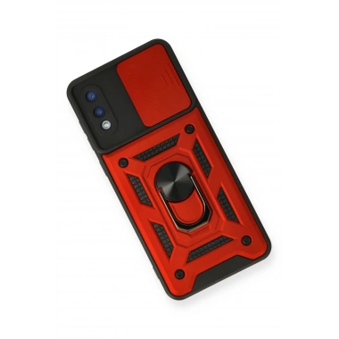 Mey İthalat®  Samsung Galaxy A02 Kılıf Pars Lens Yüzüklü Silikon - Kırmızı