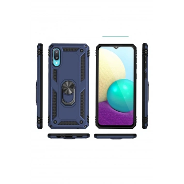 Mey İthalat® Samsung Galaxy A02 Kılıf Sofya Yüzüklü Silikon Kapak - Lacivert