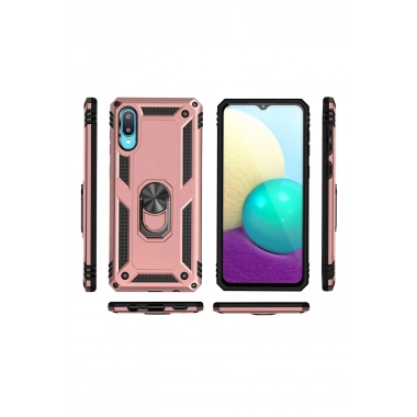 Mey İthalat® Samsung Galaxy A02 Kılıf Sofya Yüzüklü Silikon Kapak - Rose