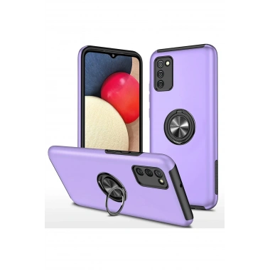 Mey İthalat®  Samsung Galaxy A02S Kılıf Elit Yüzüklü Kapak - Mor