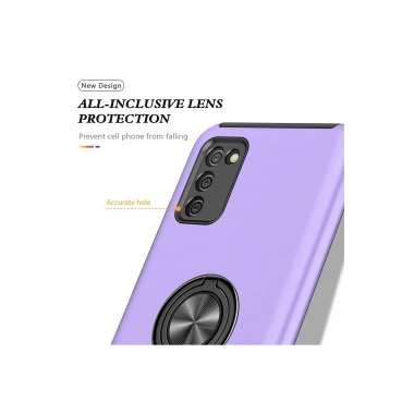 Mey İthalat®  Samsung Galaxy A02S Kılıf Elit Yüzüklü Kapak - Mor