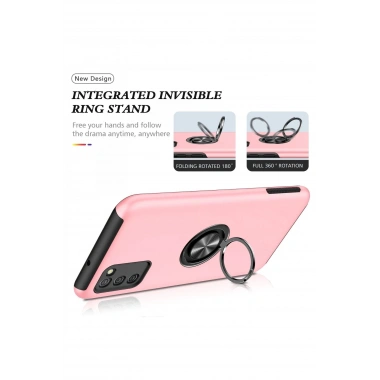 Mey İthalat®  Samsung Galaxy A02S Kılıf Elit Yüzüklü Kapak - Pembe