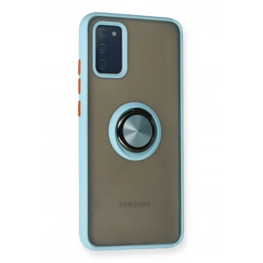 Mey İthalat®  Samsung Galaxy A02S Kılıf Montreal Yüzüklü Silikon Kapak - Buz Mavi