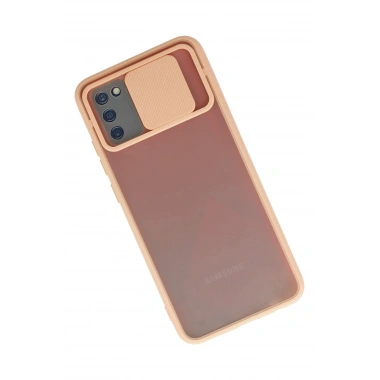 Mey İthalat® Samsung Galaxy A02S Kılıf Palm Buzlu Kamera Sürgülü Silikon - Pembe
