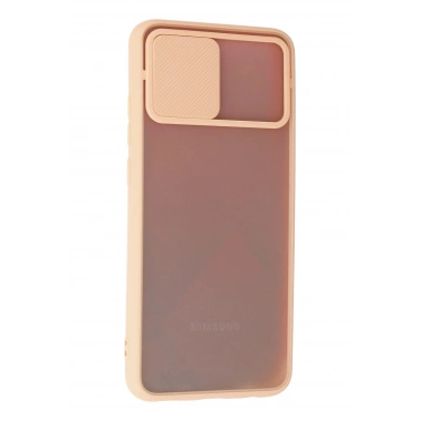 Mey İthalat® Samsung Galaxy A02S Kılıf Palm Buzlu Kamera Sürgülü Silikon - Pembe