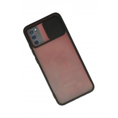 Mey İthalat® Samsung Galaxy A02S Kılıf Palm Buzlu Kamera Sürgülü Silikon - Siyah