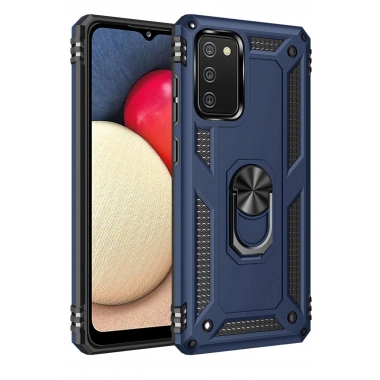 Mey İthalat® Samsung Galaxy A02S Kılıf Sofya Yüzüklü Silikon Kapak - Lacivert