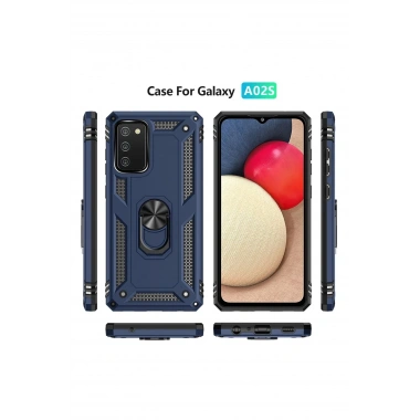 Mey İthalat® Samsung Galaxy A02S Kılıf Sofya Yüzüklü Silikon Kapak - Lacivert