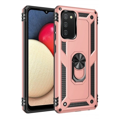 Mey İthalat® Samsung Galaxy A02S Kılıf Sofya Yüzüklü Silikon Kapak - Rose