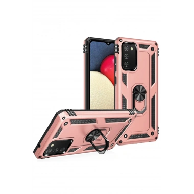 Mey İthalat® Samsung Galaxy A02S Kılıf Sofya Yüzüklü Silikon Kapak - Rose