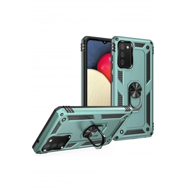 Mey İthalat® Samsung Galaxy A02S Kılıf Sofya Yüzüklü Silikon Kapak - Yeşil