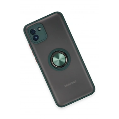 Mey İthalat®  Samsung Galaxy A03 Kılıf Montreal Yüzüklü Silikon Kapak - Yeşil