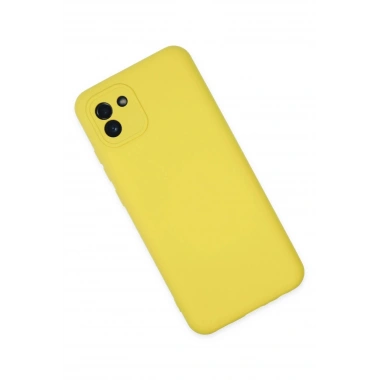 Mey İthalat®  Samsung Galaxy A03 Kılıf Nano içi Kadife Silikon - Sarı