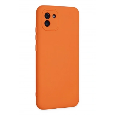 Mey İthalat®  Samsung Galaxy A03 Kılıf Nano içi Kadife Silikon - Turuncu