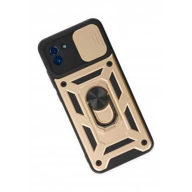Mey İthalat®  Samsung Galaxy A03 Kılıf Pars Lens Yüzüklü Silikon - Gold