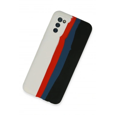 Mey İthalat® Samsung Galaxy A03S Kılıf Ebruli Lansman Silikon - Beyaz-Siyah