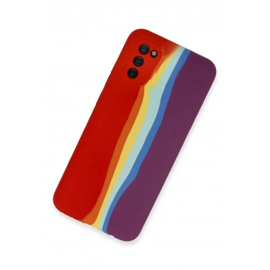 Mey İthalat® Samsung Galaxy A03S Kılıf Ebruli Lansman Silikon - Kırmızı-Mor