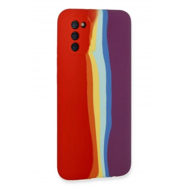 Mey İthalat® Samsung Galaxy A03S Kılıf Ebruli Lansman Silikon - Kırmızı-Mor