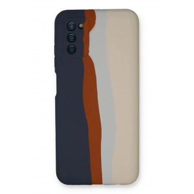 Mey İthalat® Samsung Galaxy A03S Kılıf Ebruli Lansman Silikon - Lacivert-Krem