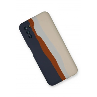 Mey İthalat® Samsung Galaxy A03S Kılıf Ebruli Lansman Silikon - Lacivert-Krem
