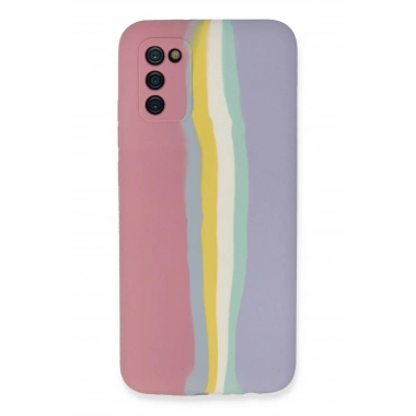 Mey İthalat® Samsung Galaxy A03S Kılıf Ebruli Lansman Silikon - Pembe-Lila