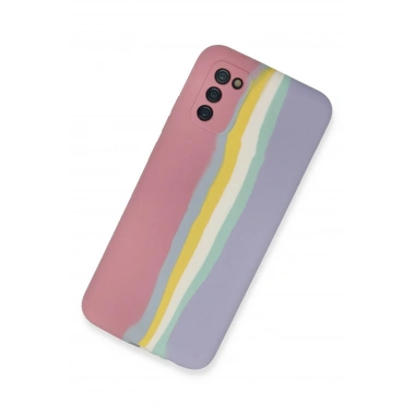 Mey İthalat® Samsung Galaxy A03S Kılıf Ebruli Lansman Silikon - Pembe-Lila