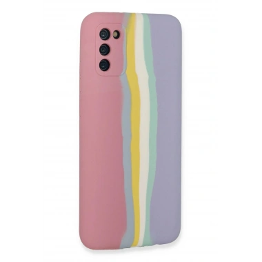 Mey İthalat® Samsung Galaxy A03S Kılıf Ebruli Lansman Silikon - Pembe-Lila