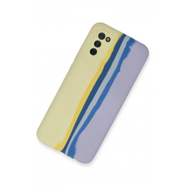 Mey İthalat® Samsung Galaxy A03S Kılıf Ebruli Lansman Silikon - Sarı-Lila