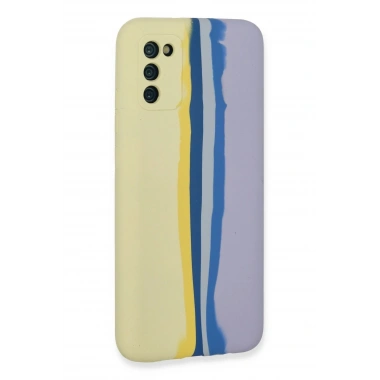 Mey İthalat® Samsung Galaxy A03S Kılıf Ebruli Lansman Silikon - Sarı-Lila