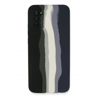 Mey İthalat® Samsung Galaxy A03S Kılıf Ebruli Lansman Silikon - Siyah-Lacivert