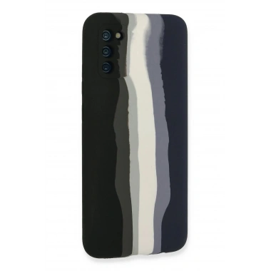 Mey İthalat® Samsung Galaxy A03S Kılıf Ebruli Lansman Silikon - Siyah-Lacivert
