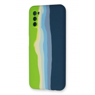 Mey İthalat® Samsung Galaxy A03S Kılıf Ebruli Lansman Silikon - Yeşil-Koyu Yeşil