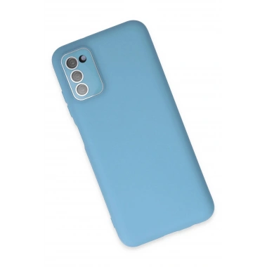 Mey İthalat® Samsung Galaxy A03S Kılıf Lansman Glass Kapak - Mavi
