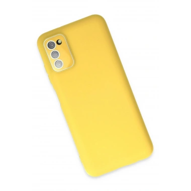 Mey İthalat® Samsung Galaxy A03S Kılıf Lansman Glass Kapak - Sarı