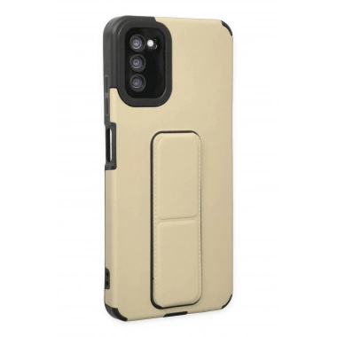 Mey İthalat® Samsung Galaxy A03S Kılıf Mega Standlı Silikon - Gold