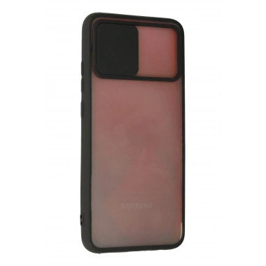 Mey İthalat®  Samsung Galaxy A03S Kılıf Palm Buzlu Kamera Sürgülü Silikon - Siyah