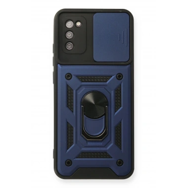Mey İthalat®  Samsung Galaxy A03S Kılıf Pars Lens Yüzüklü Silikon - Lacivert