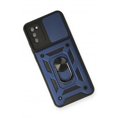 Mey İthalat®  Samsung Galaxy A03S Kılıf Pars Lens Yüzüklü Silikon - Lacivert