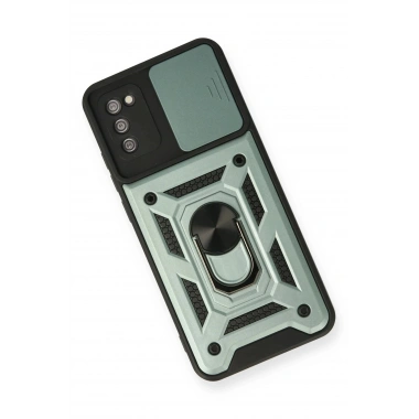 Mey İthalat®  Samsung Galaxy A03S Kılıf Pars Lens Yüzüklü Silikon - Yeşil