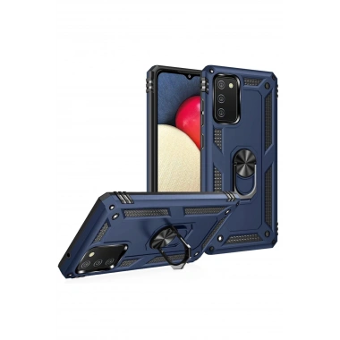 Mey İthalat® Samsung Galaxy A03S Kılıf Sofya Yüzüklü Silikon Kapak - Lacivert
