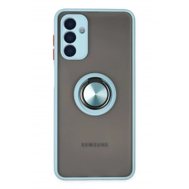 Mey İthalat®  Samsung Galaxy A04S Kılıf Montreal Yüzüklü Silikon Kapak - Buz Mavi