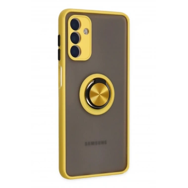 Mey İthalat®  Samsung Galaxy A04S Kılıf Montreal Yüzüklü Silikon Kapak - Sarı