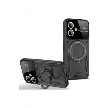 Mey İthalat®  Samsung Galaxy A05 Kılıf Joy Lens Standlı Kapak - Siyah